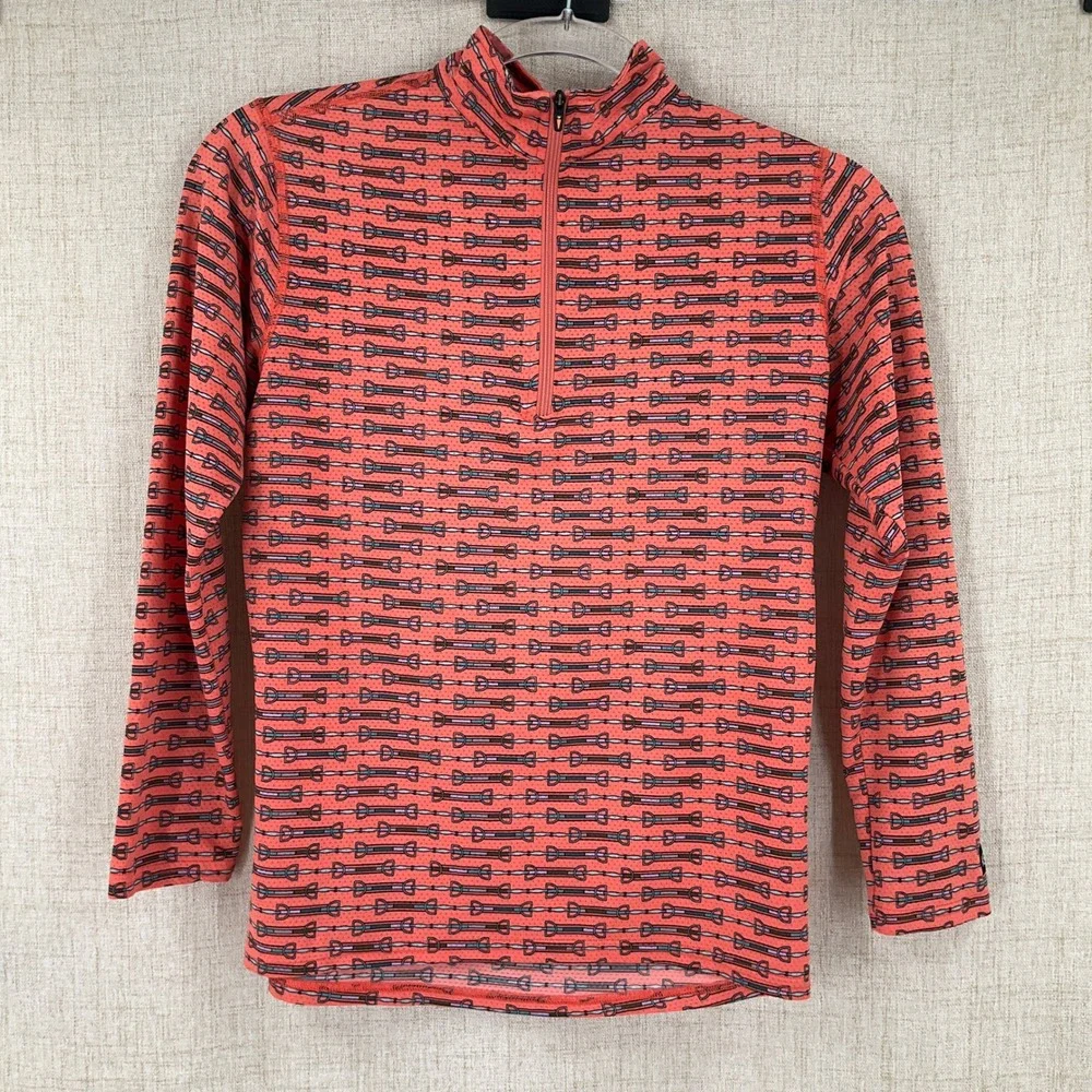 Kerrits Top Kids XL Coral Horse‎ Bit Quarter Zip Breathable Riding Equestrian
